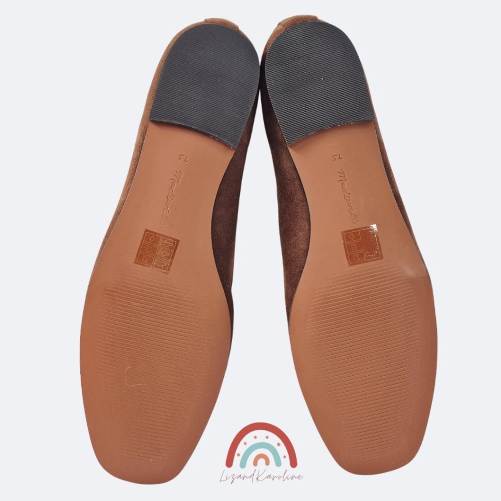 New! Madewell Greta Ballet Leather Suede Mary Jane Flats in Soft Mahogany - Picture 14 of 16